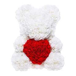 WHITE AND RED BEAR