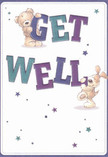 Bright, sweet, and gently reassuring, this get well card captures the heart of Sidcup's neighbourly warmth. Two delightful friends-a plush bear with golden-brown fur and a playful puppy with downy, drooping ears-are illustrated holding and balancing the outsized letters of 'Get Well.' Above, the bear rests his paws on deep indigo 'GET,' while below, the puppy playfully leans into the bold teal 'WELL.' Their rounded shapes and wide, expressive eyes radiate friendliness, reminiscent of a local Sidcup florist welcoming a customer with a smile. Scattered stars in shimmering purple, blue, and aqua trail across a background of soft ivory, kindling a magical sense of hope. The creamy backdrop glows with clarity, echoing the clean light that fills homes and shops along Sidcup's Main Road. All around, the careful composition and tactile illustration invite a sense of comfort-like gently cradling a bouquet arranged with love and sent fresh across Sidcup. Perfect for those on the mend, this card delivers a sincere wish, wrapped in colour and kindness, as true to Sidcup's spirit as a sunny morning spent among friends.