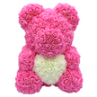 PINK AND WHITE HEART ROSE BEAR